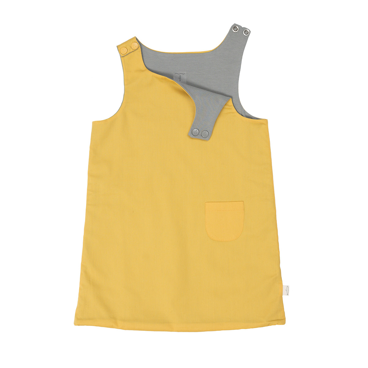 Sarı - Gri Çift Taraflı Askılı Bebek Elbise